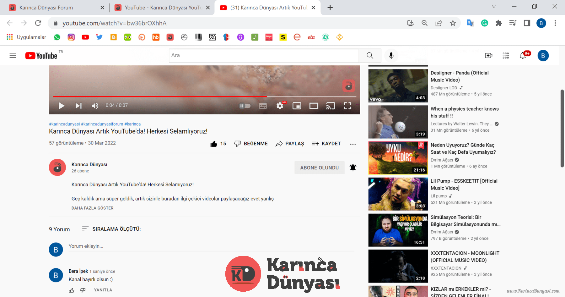 (31) Karınca Dünyası Artık YouTube'da! Herkesi Selamlıyoruz! - YouTube - Google Chrome 2.04.20...png